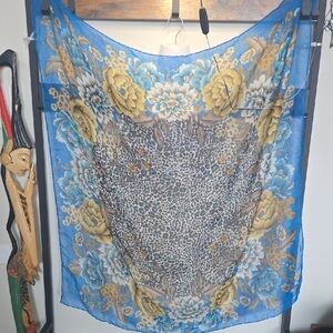 Floral and Leopard Print Scarf (🛍 6/$36)